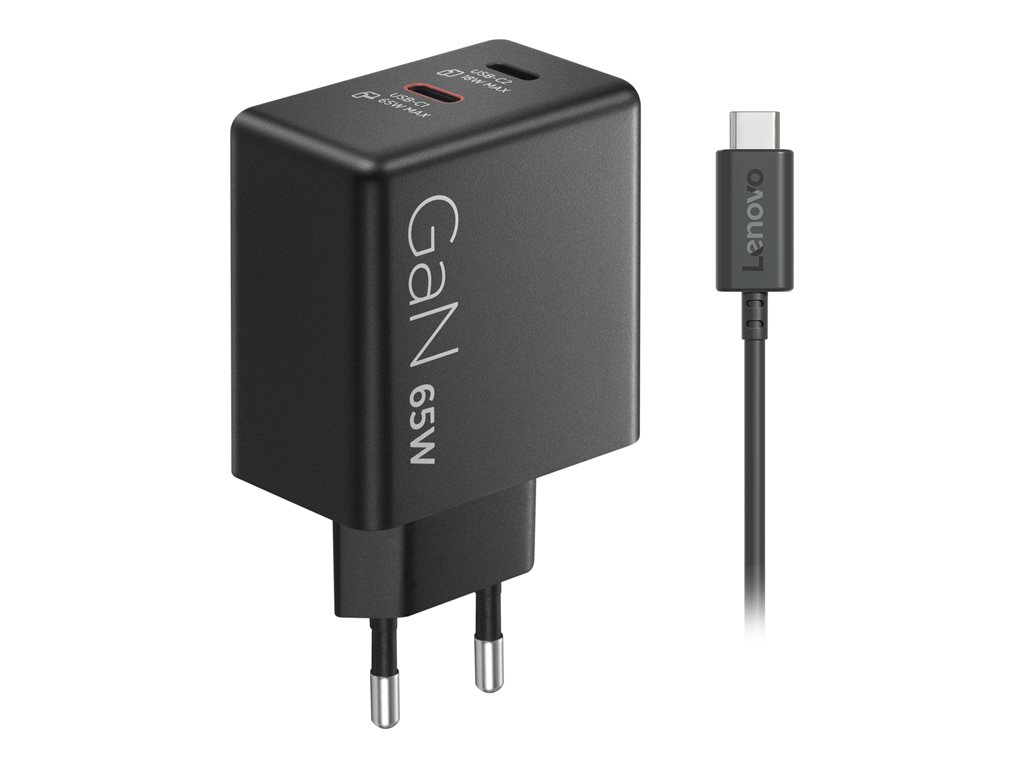 Lenovo Dual - Netzteil - GaN - Wechselstrom 100 / 240 V - 65 watt - Ausgangsanschlüsse: 2 - Schwarz - für ThinkPad T16 Gen 4 21QN